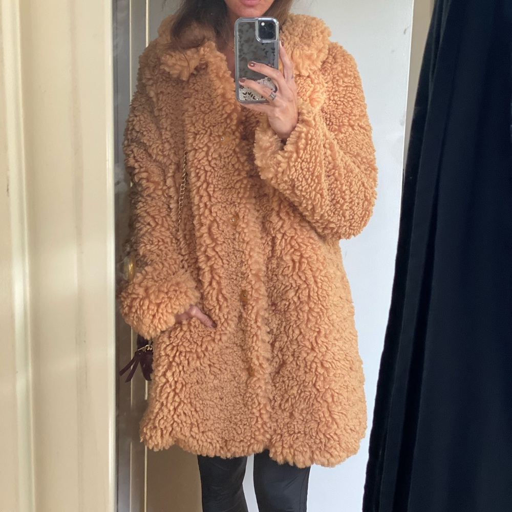 Curly Yellow Courtney Faux Shearling Coat